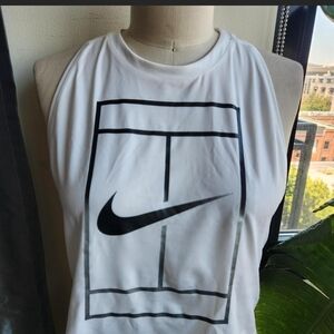 Nike Women's White and Black Graphic Tank Top
